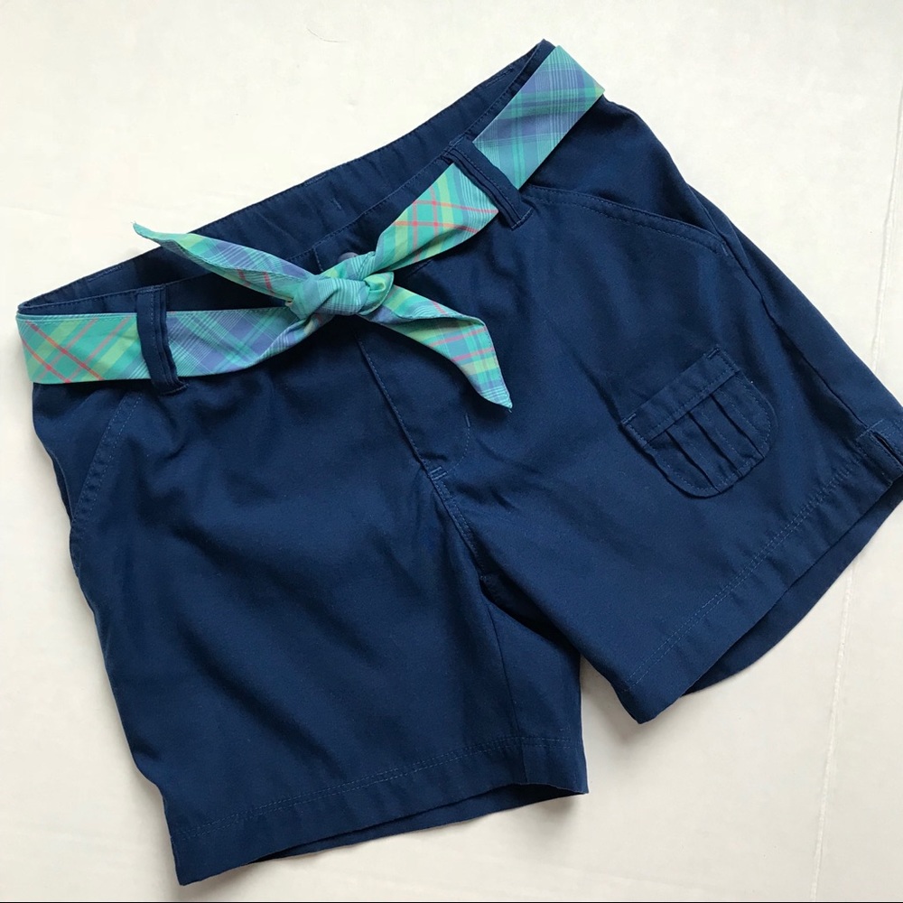 REI Bermuda Shorts with Plaid Belt Sz 10-12 girls.